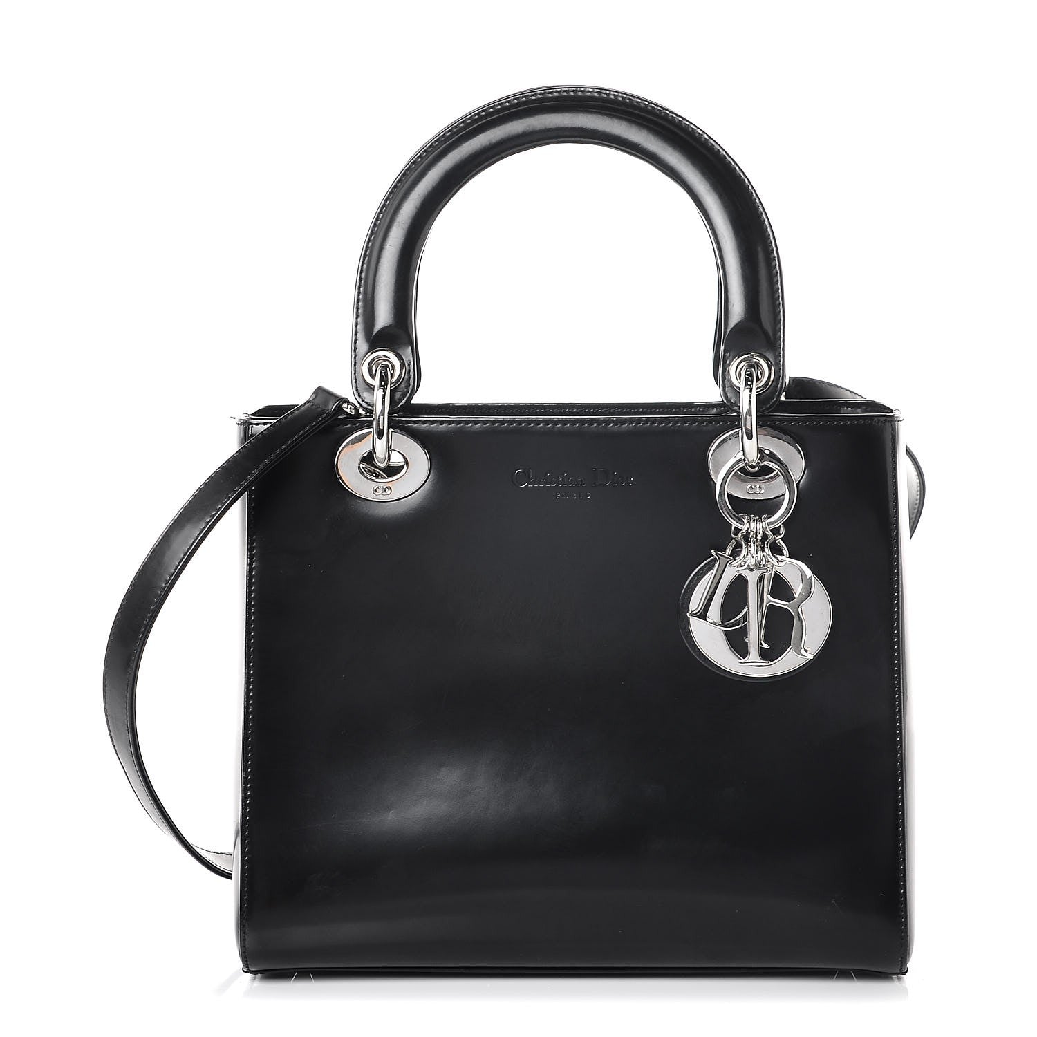 Christian Dior Glazed Calfskin Medium Lady Dior Black 1 of 8