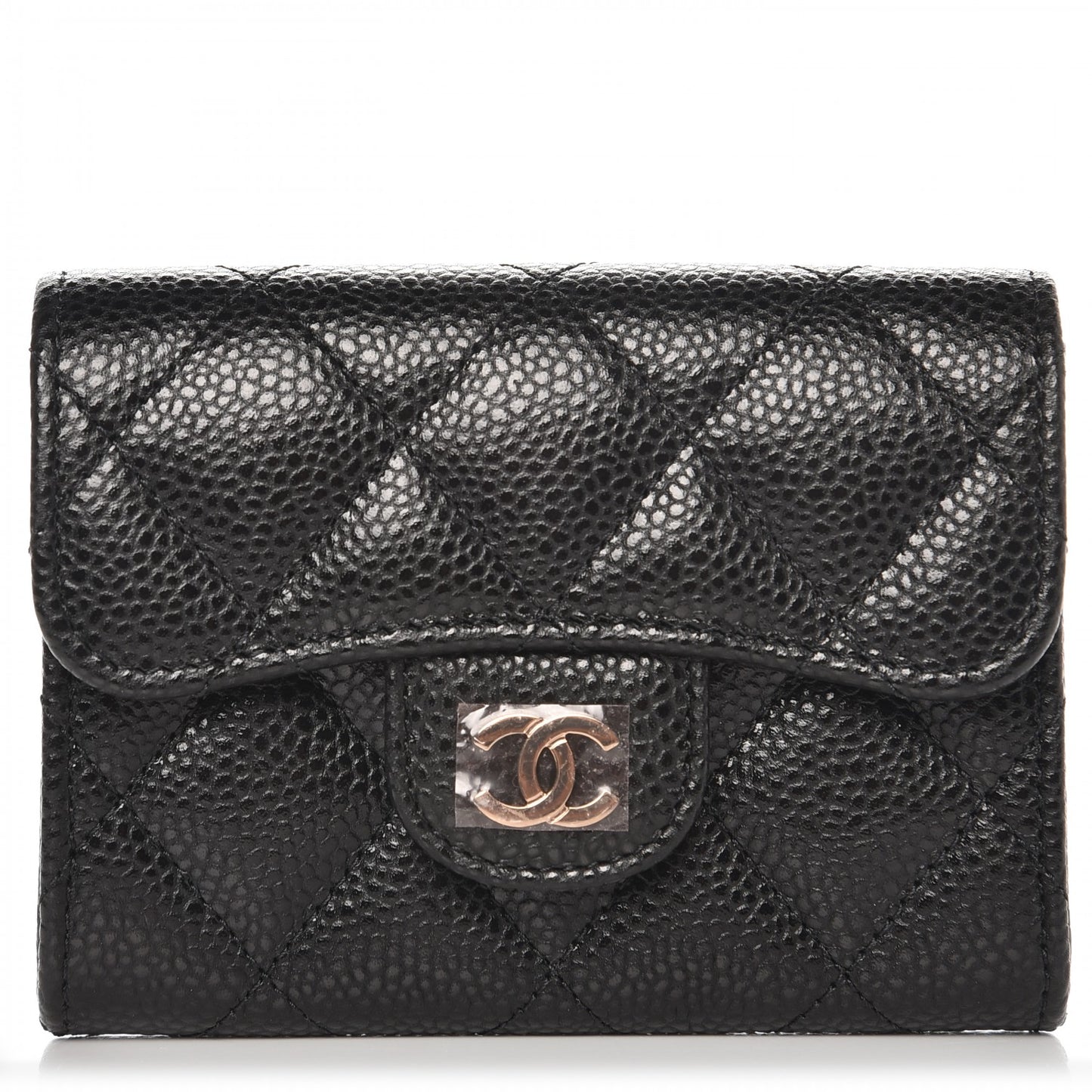 Caviar Quilted Card Holder Wallet Black