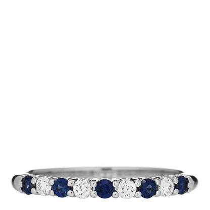 Tiffany Platinum Diamond Blue Sapphire Embrace Ring 53 6.25 1 of 5