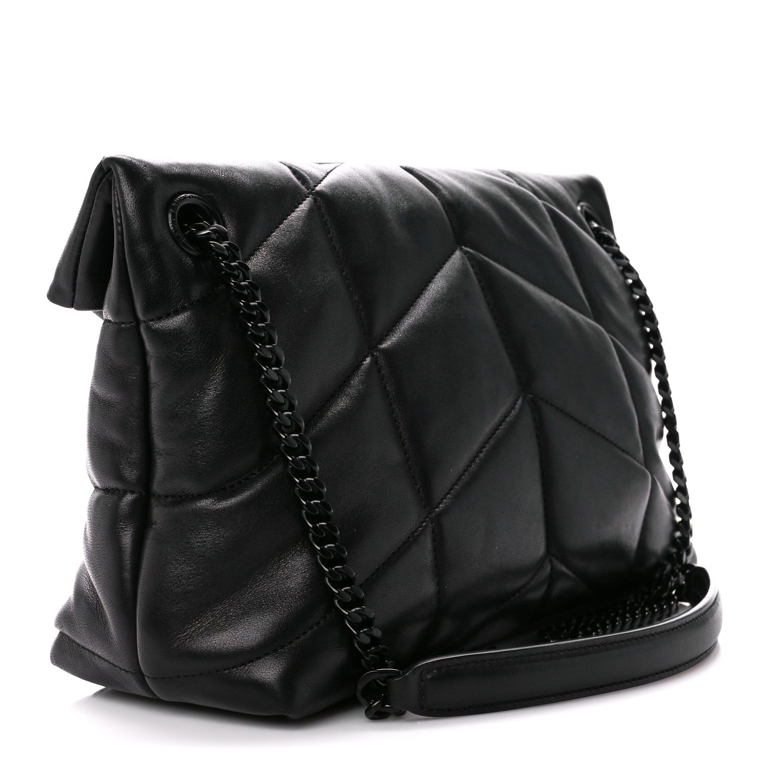 Saint Laurent Lambskin Quilted Monogram Monochrome Small Loulou Puffer Chain Satchel Black 3 of 11
