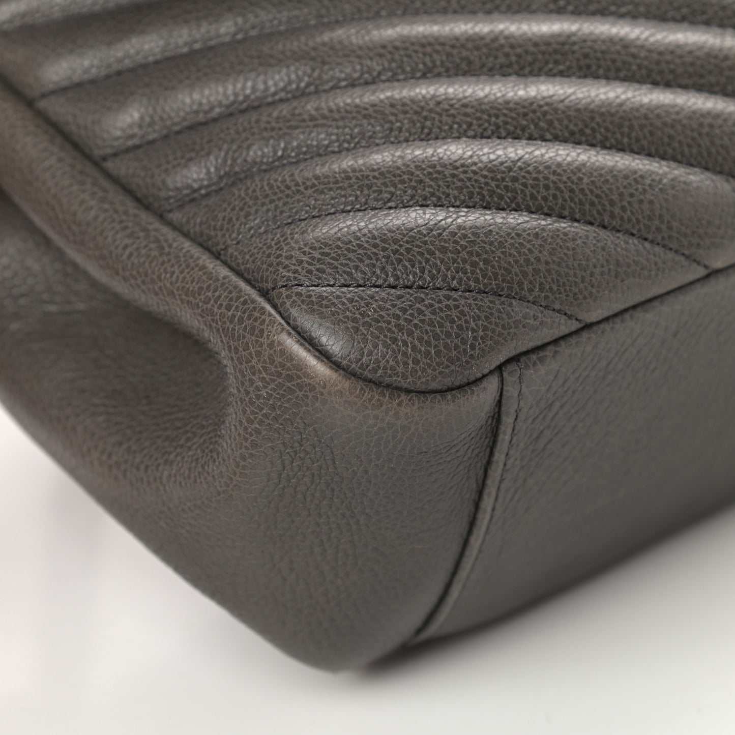 Calfskin Matelasse Chevron Monogram Large College Satchel Light Coal