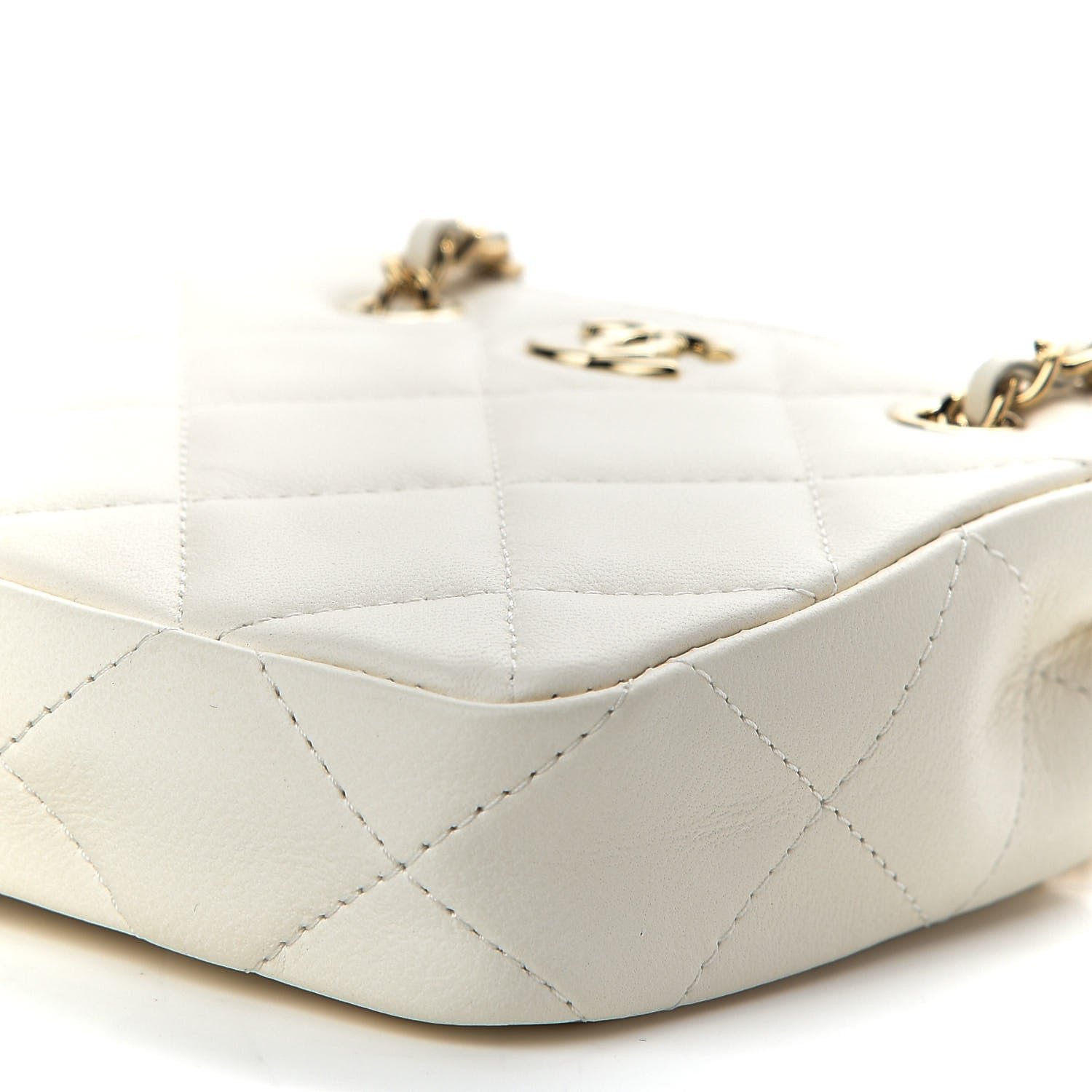 Chanel Lambskin Quilted Tiny Shopping Clutch With Chain White 9 of 9