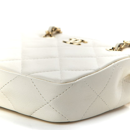 Chanel Lambskin Quilted Tiny Shopping Clutch With Chain White 9 of 9