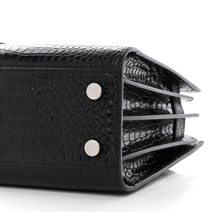 Saint Laurent Calfskin Crocodile Embossed Nano Sac De Jour Black 10 of 11
