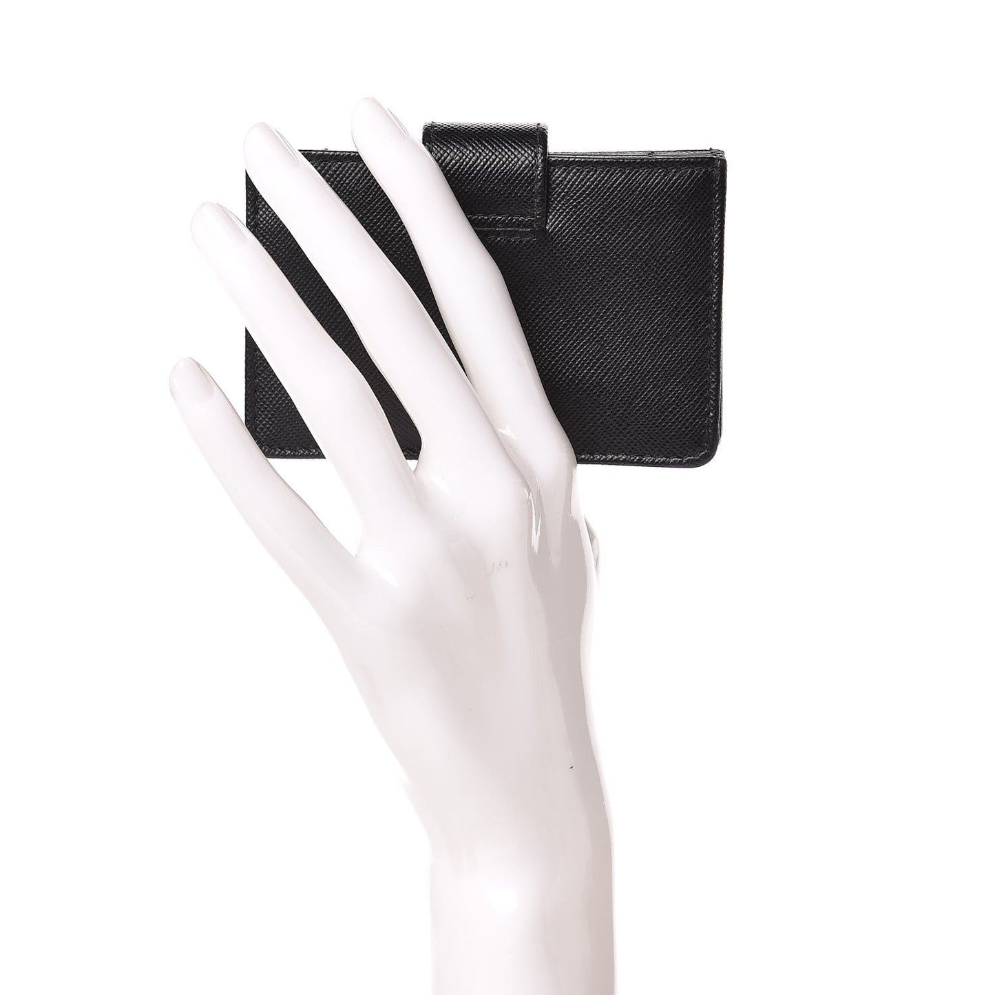 Saffiano Metal Gusseted Card Holder Black