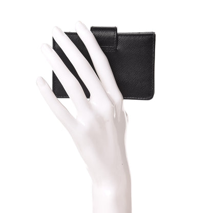 Prada Saffiano Metal Gusseted Card Holder Black 2 of 7