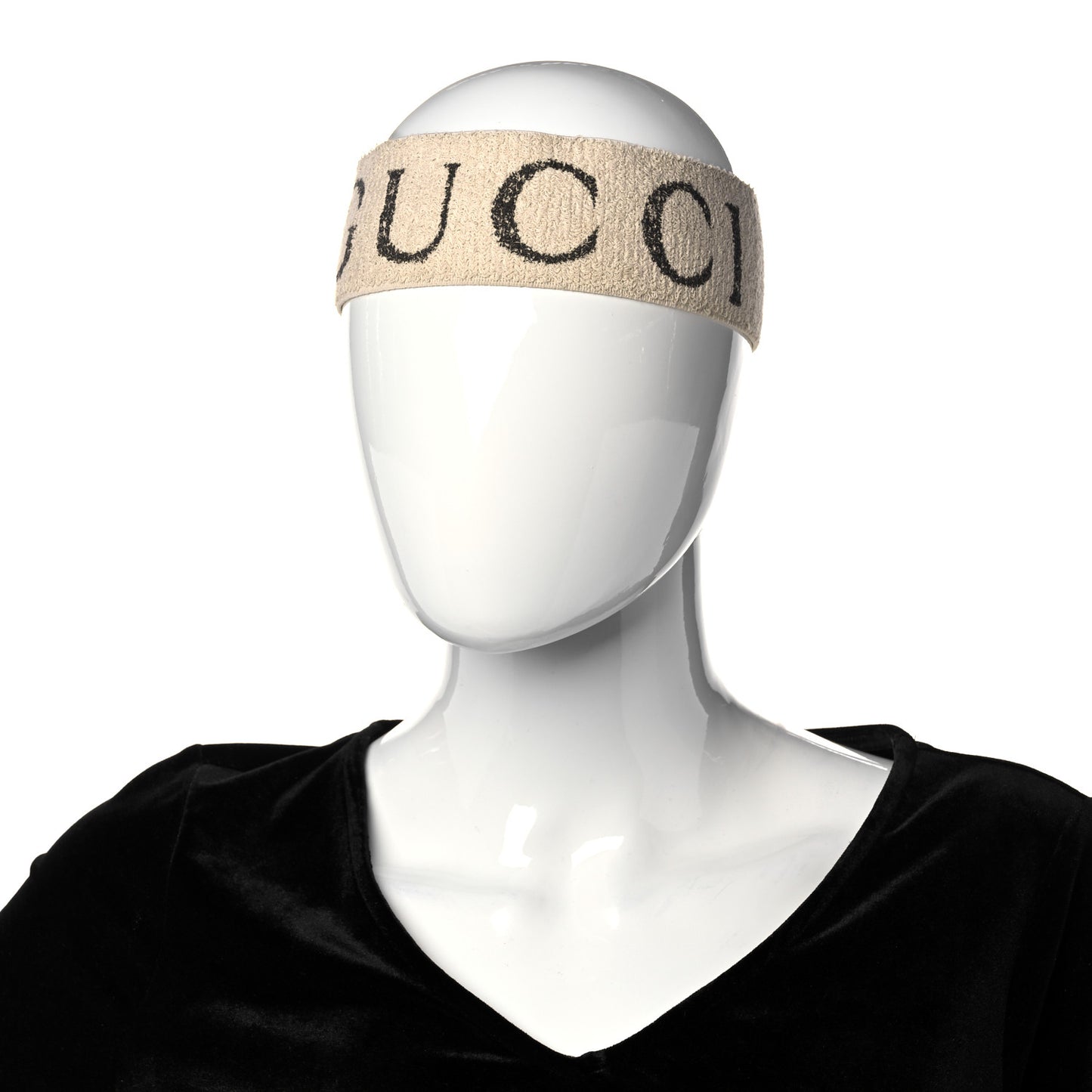 Cotton Elastic Gucci Logo Headband White