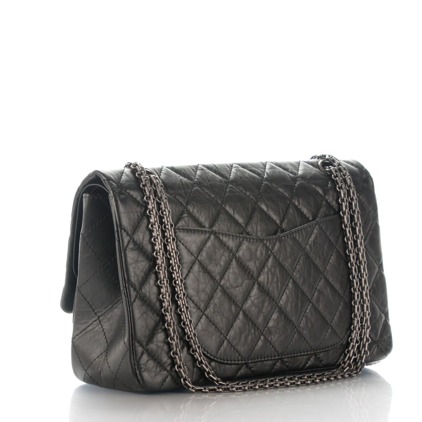 Aged Calfskin Quilted 2.55 Reissue 227 Flap Black
