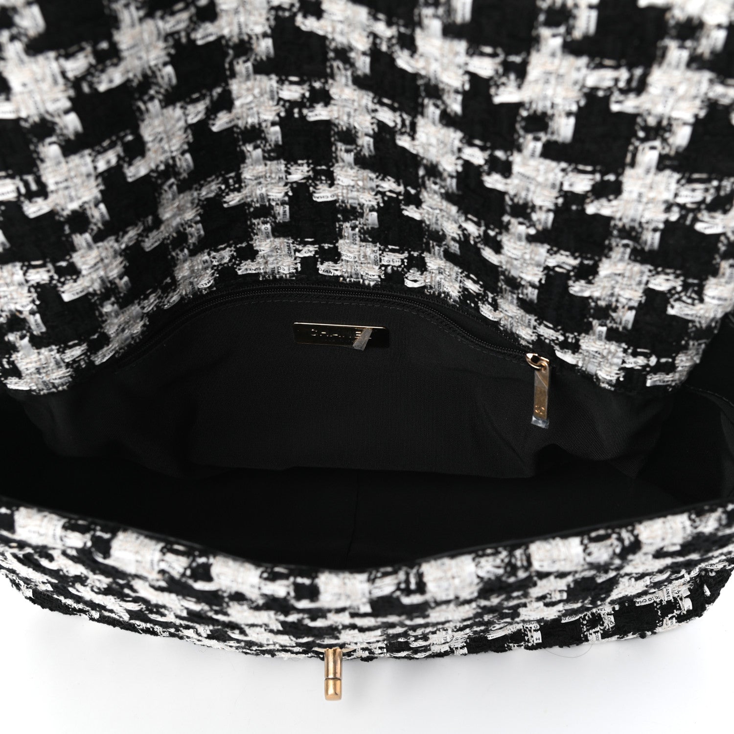 Chanel Tweed Quilted Maxi Chanel 19 Flap Black Ecru White 5 of 10