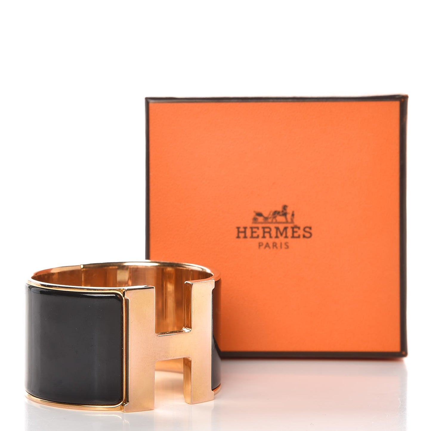 Enamel Extra Wide Clic Clac H Bracelet PM Black