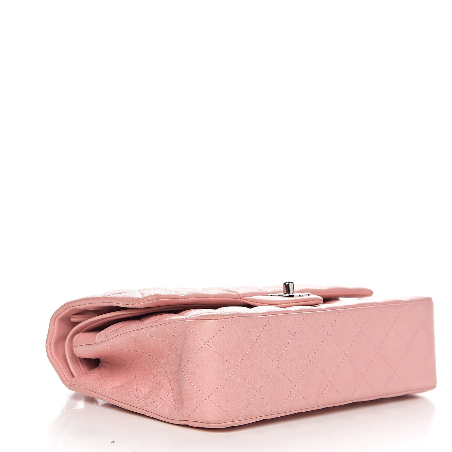 Lambskin Quilted Medium Double Flap Light Pink