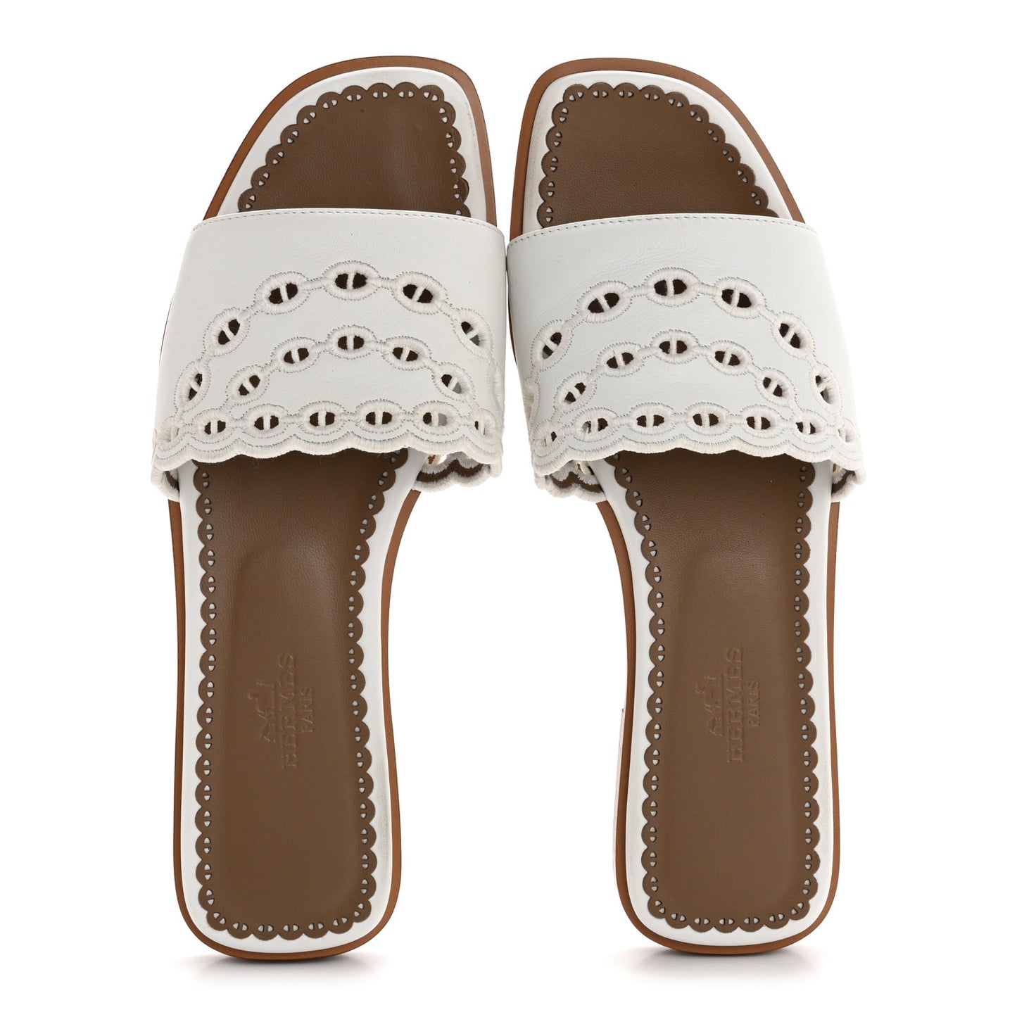Calfskin Chaine d'Ancre Gaelle Sandals 36.5 White