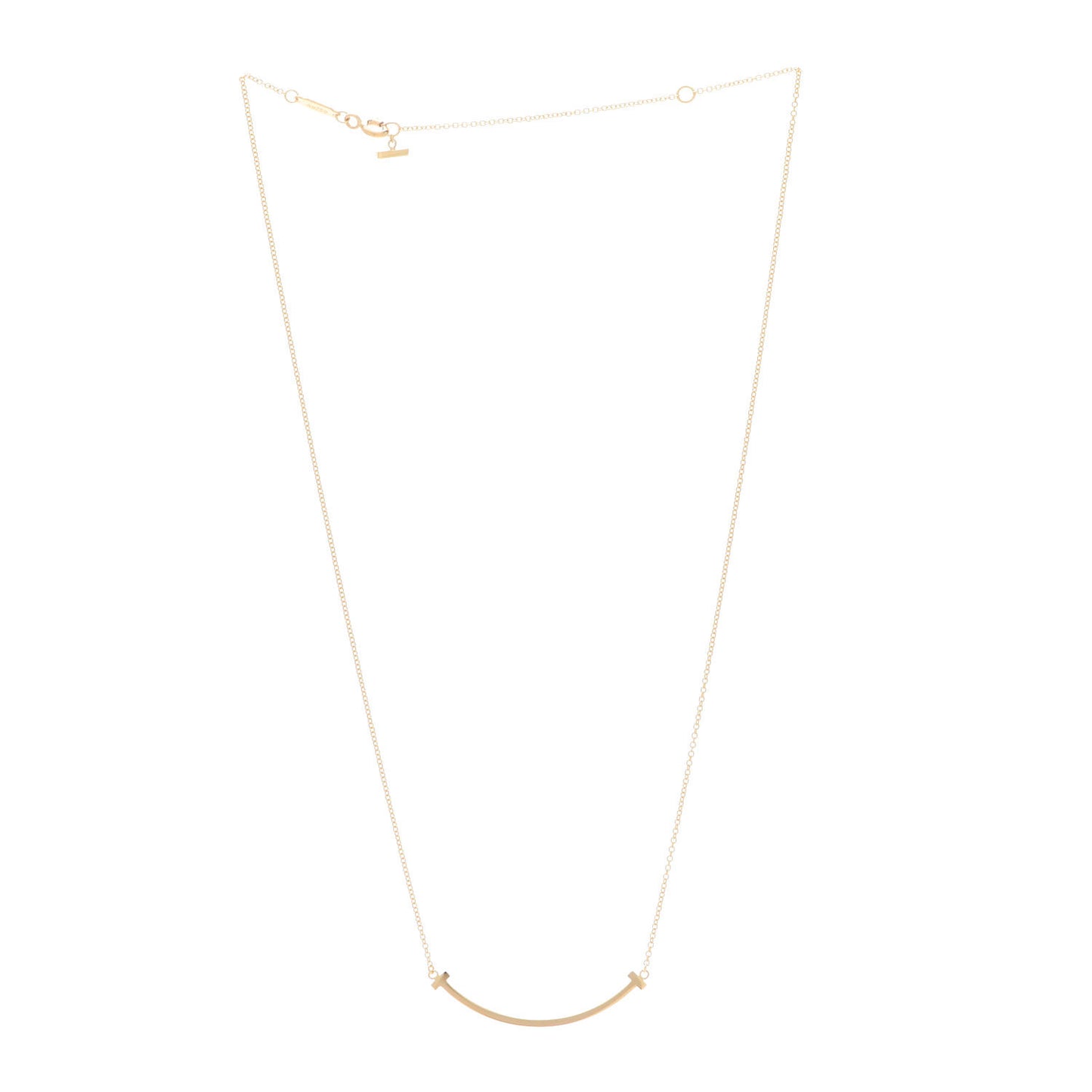 18K Yellow Gold Small T Smile Pendant Necklace