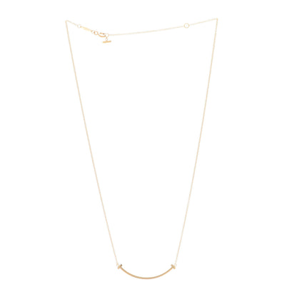 Tiffany 18K Yellow Gold Small T Smile Pendant Necklace 3 of 6