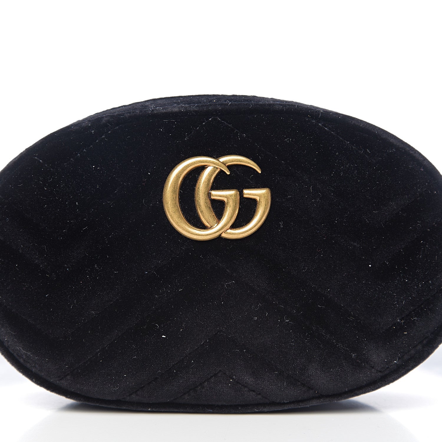 Gucci Velvet Matelasse GG Marmont Belt Bag 85 34 Black 7 of 9