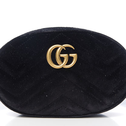 Gucci Velvet Matelasse GG Marmont Belt Bag 85 34 Black 7 of 9