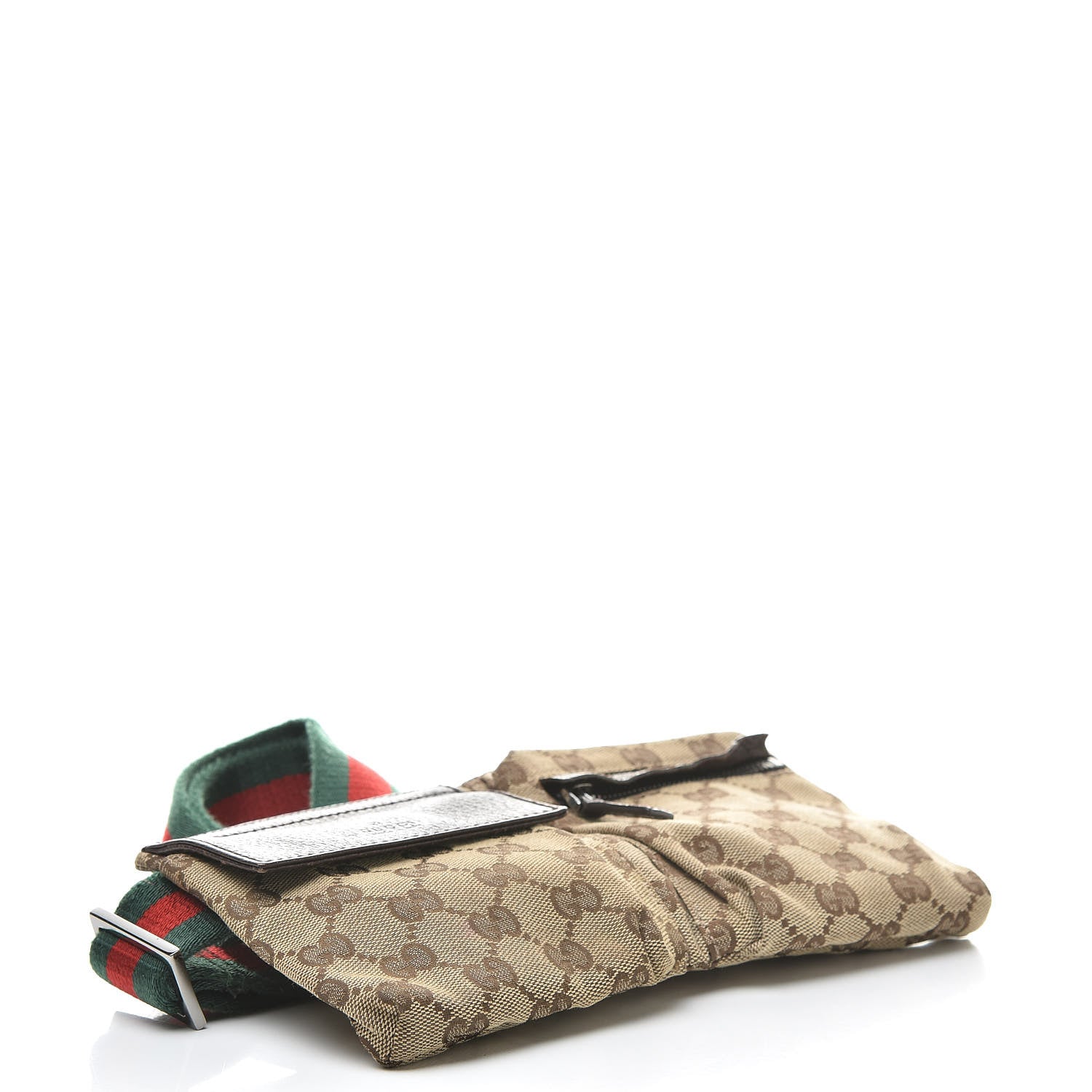 Gucci GG Monogram Web Double Pocket Belt Bag Dark Brown 4 of 14