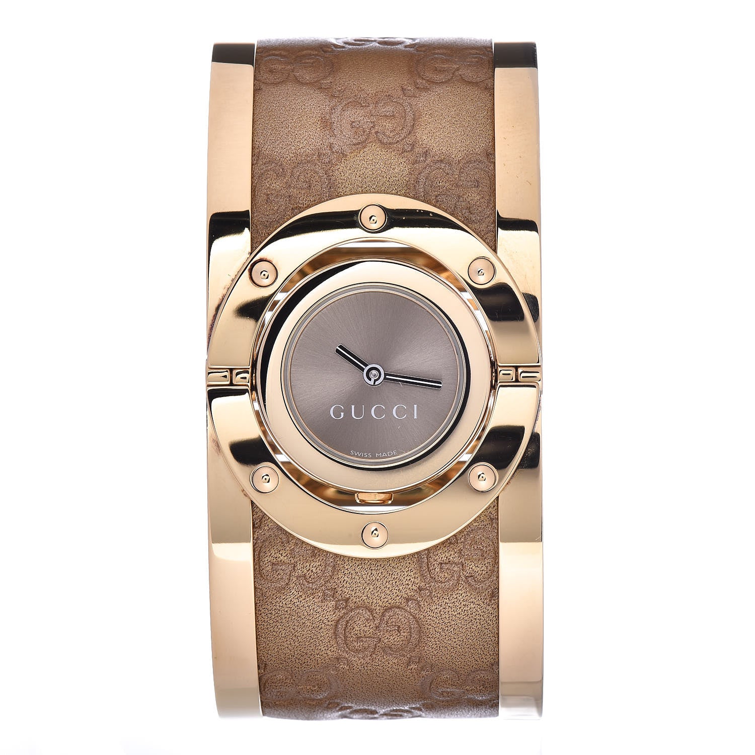 Gucci Stainless Steel Calfskin 33mm Twirl Quartz Watch Bronze 1 of 7