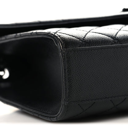 Saint Laurent Grain De Poudre Textured Mixed Matelasse Triquilt Medium Monogram Monochrome Satchel Black 8 of 9