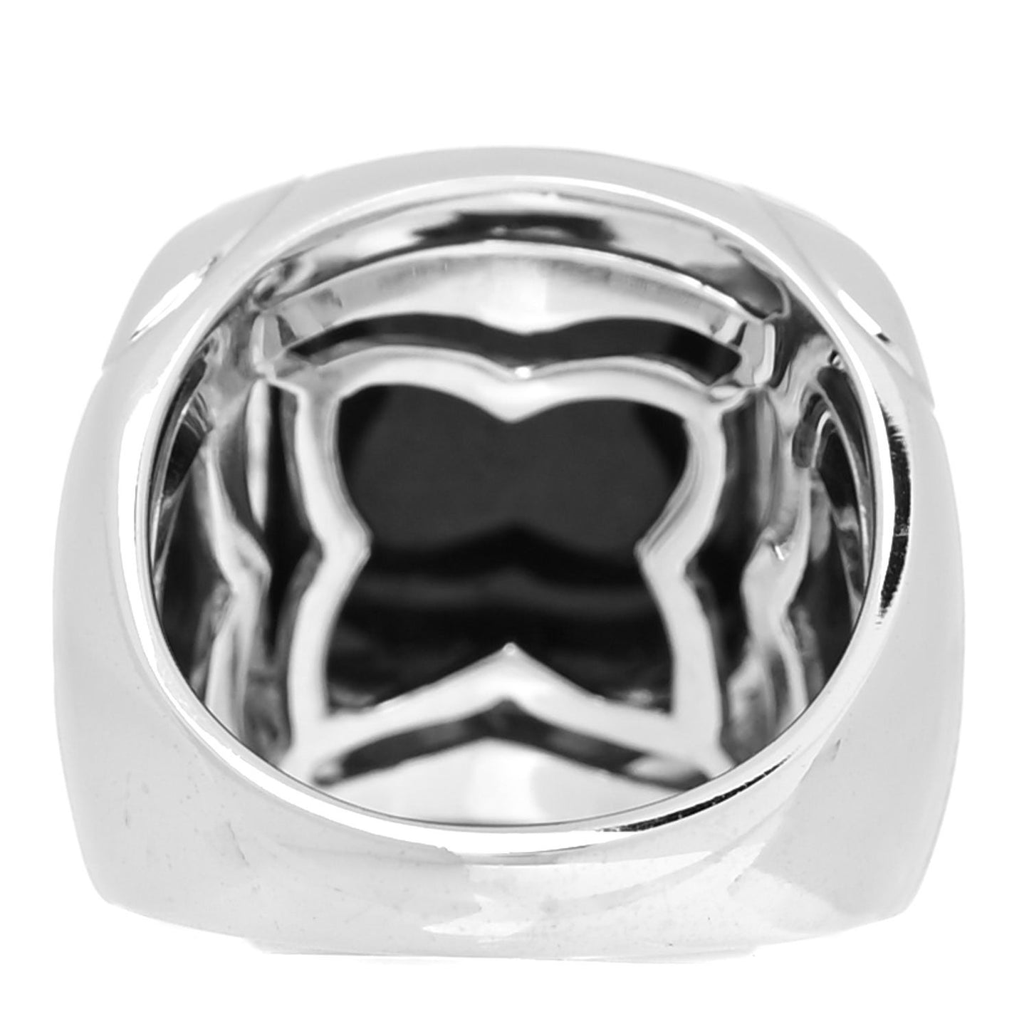 18K White Gold Black Onyx Pyramide Ring 48 4.5