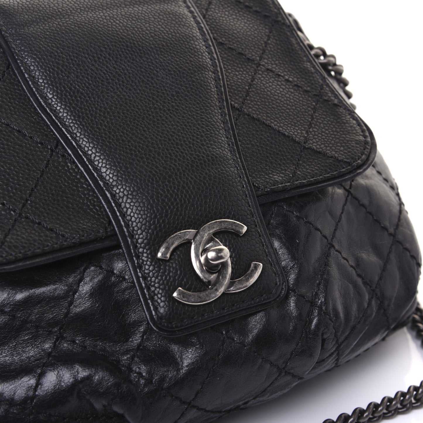 Caviar Aged Calfskin Medium Bubble Graphic Messenger Bag Black