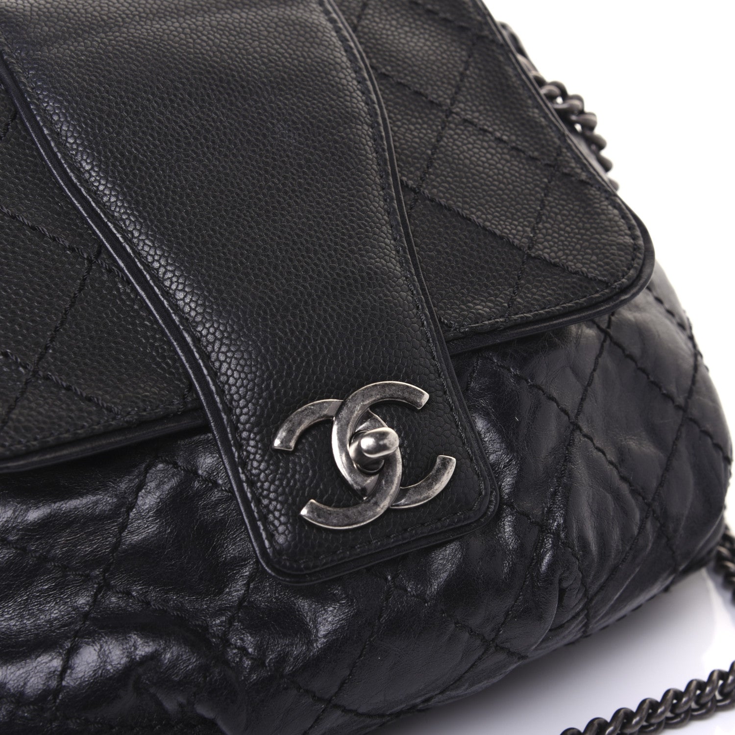 Chanel Caviar Aged Calfskin Medium Bubble Graphic Messenger Bag Black 15 of 18