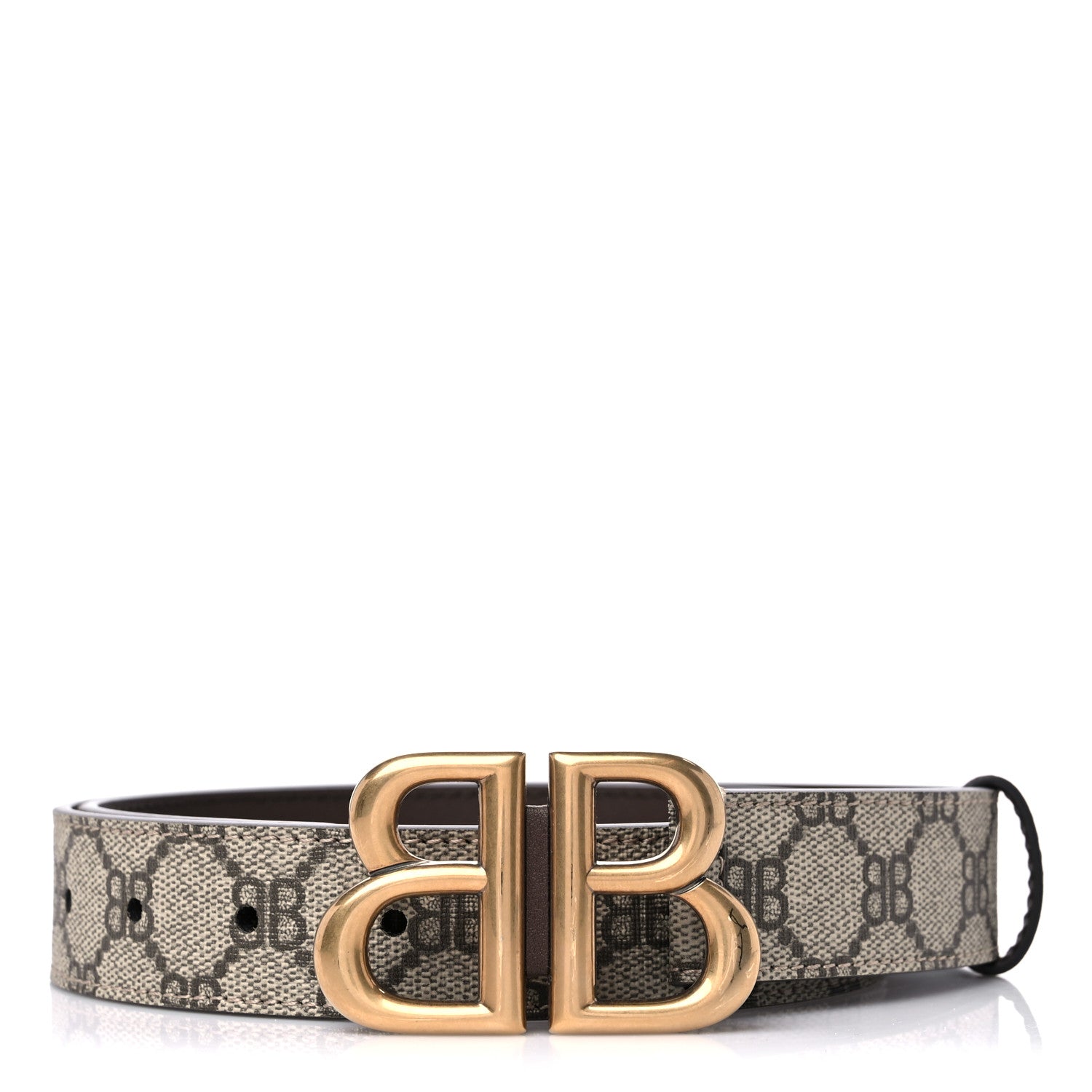 Gucci X BALENCIAGA BB Supreme Monogram Belt 80 32 Beige Ebony 1 of 5