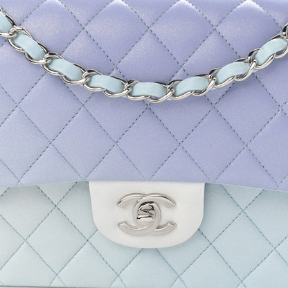 Chanel Perforated Lambskin Quilted Medium Double Flap Light Blue Light Purple White 8 of 11