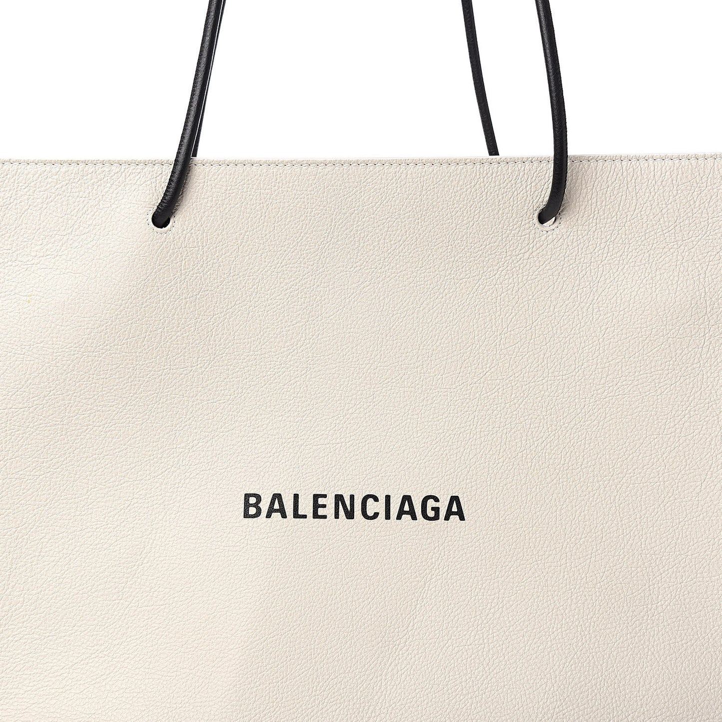 Calfskin Logo Medium Shopping Tote White