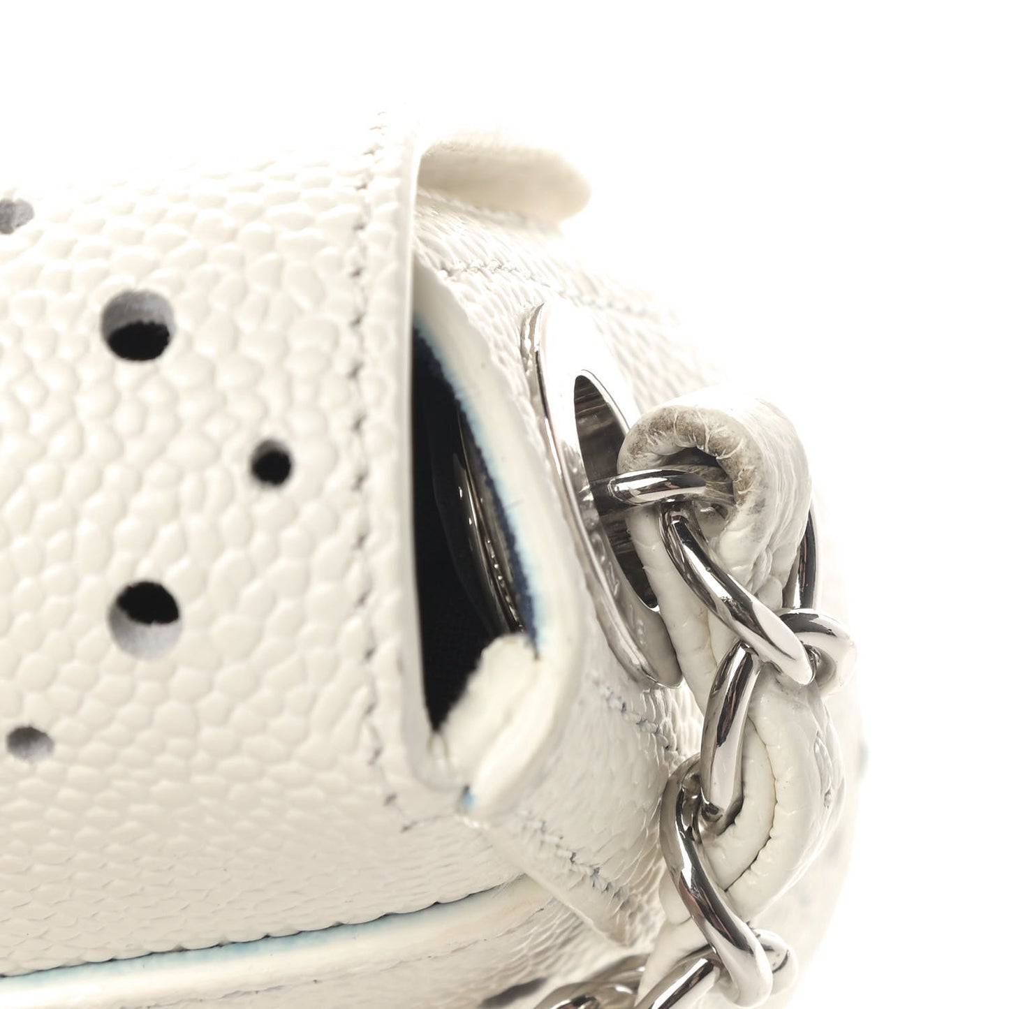 Caviar Perforated Messenger Bag White