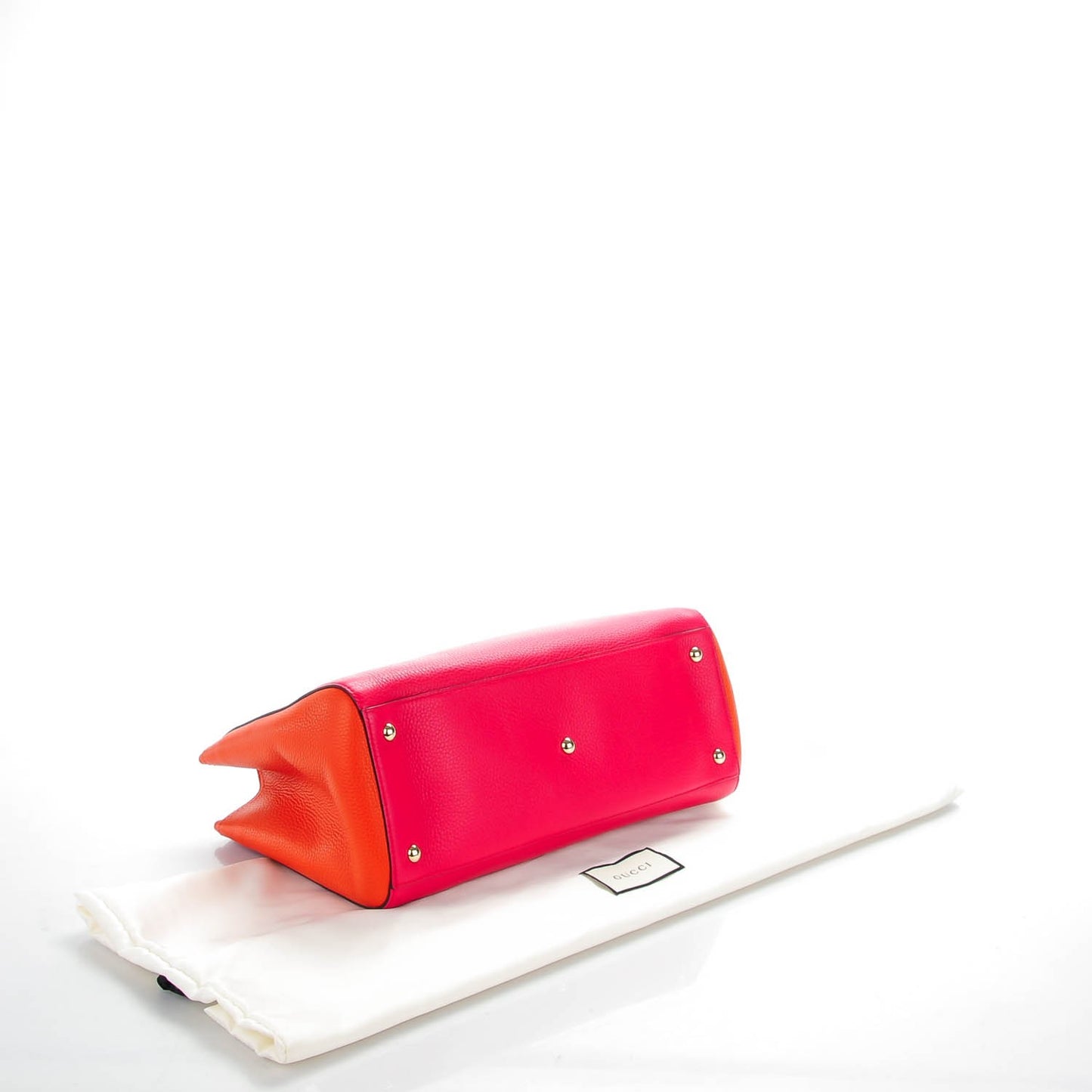 Pebbled Calfskin Bi-Color Medium Bamboo Shopper Tote Fuchsia Orange