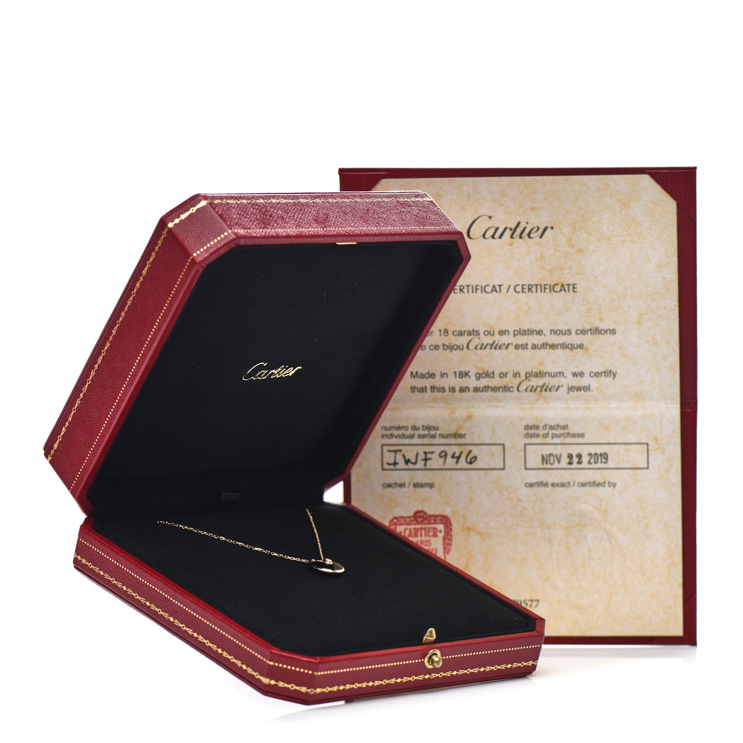 18K Pink Gold Diamond Black Onyx XS Amulette de Cartier Pendant Necklace