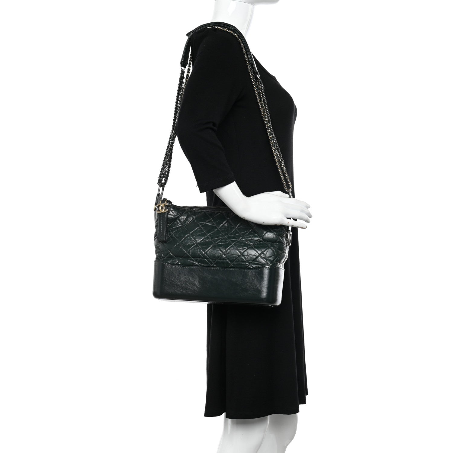 Chanel Aged Calfskin Quilted Medium Gabrielle Hobo Dark Green 2 of 12