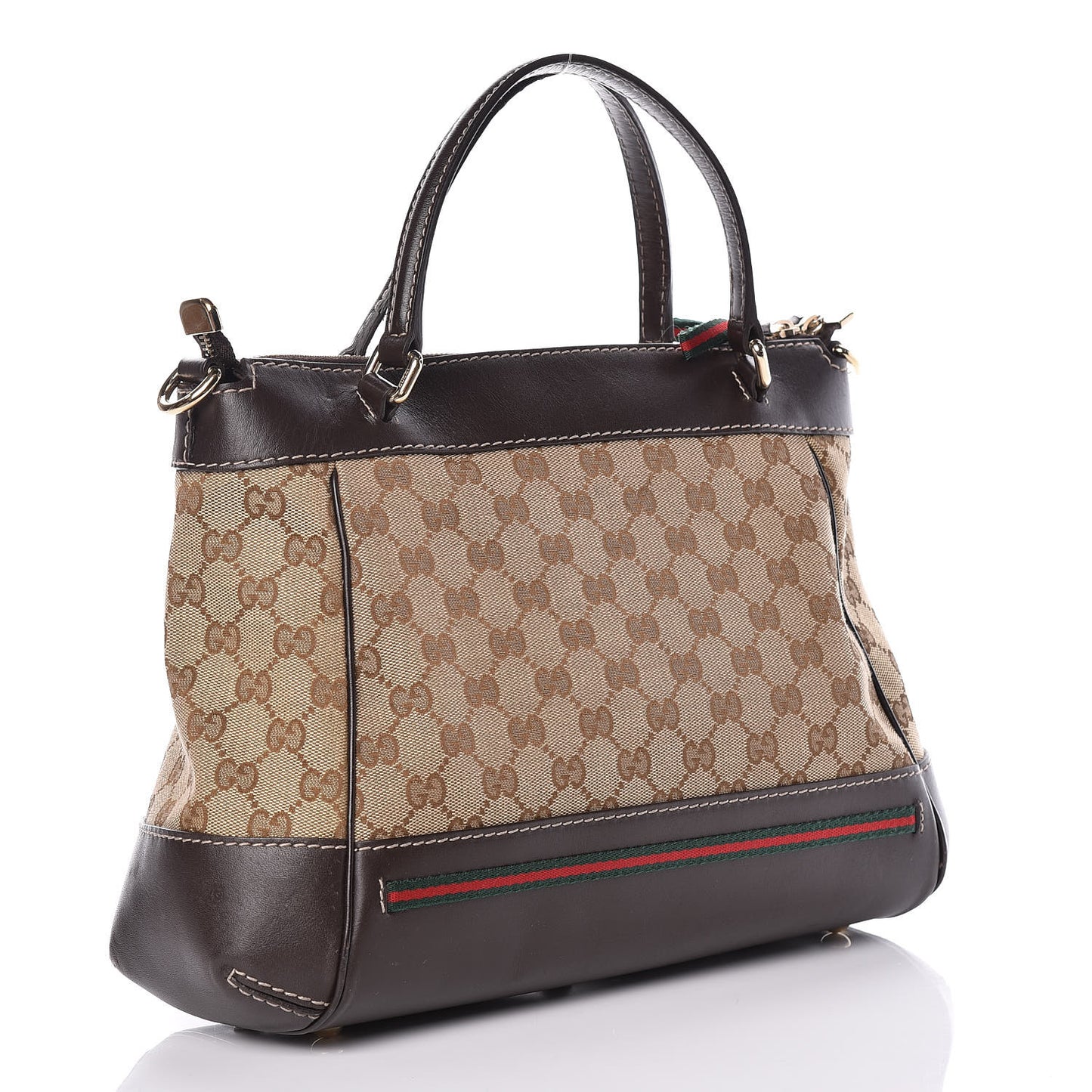Monogram Web Mayfair Top Handle Satchel Dark Brown