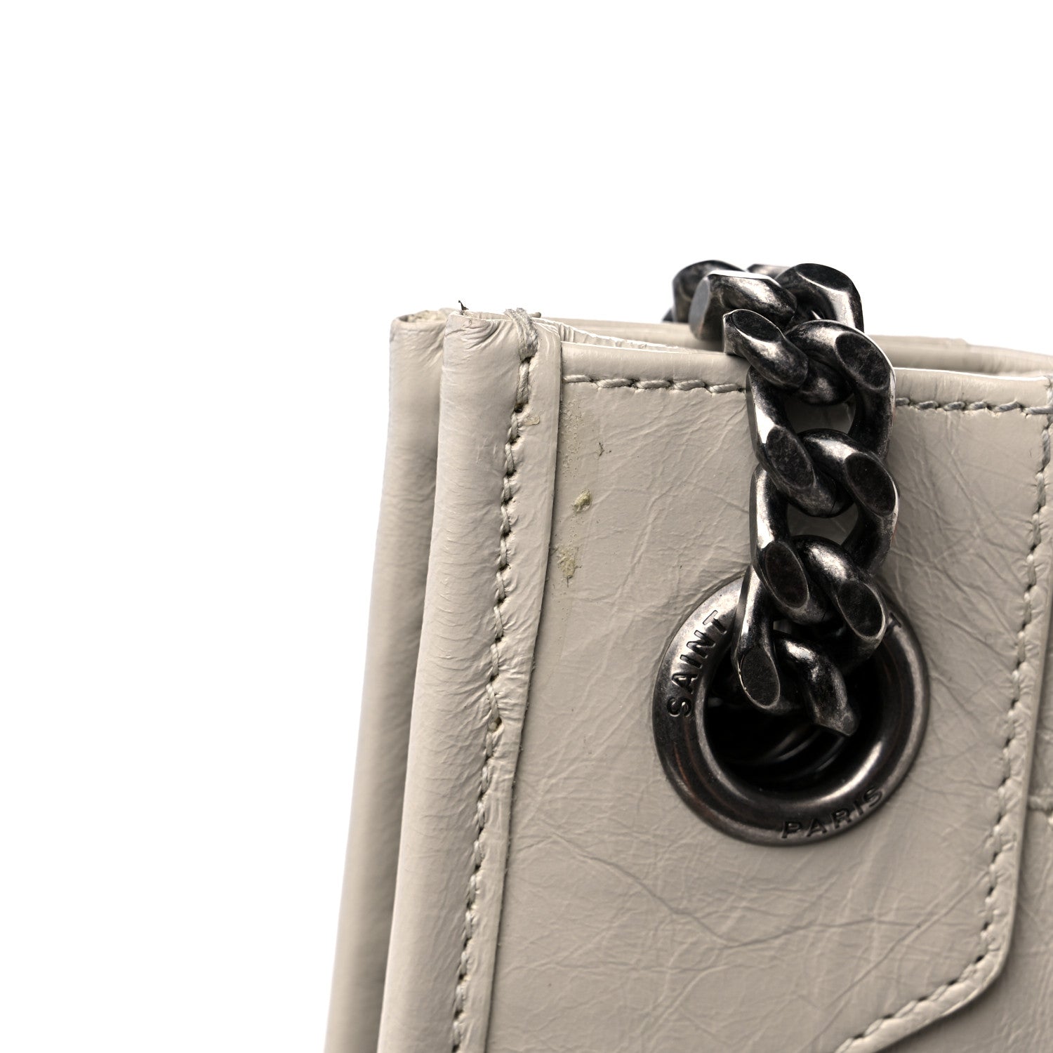 Saint Laurent Crinkled Calfskin Matelasse Monogram Large Niki Shopper Tote Cream Soft 16 of 17