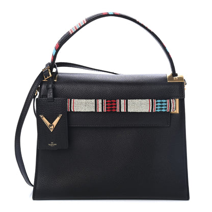 Valentino Garavani Pebbled Calfskin Beaded Medium My Rockstud Frame Bag Black 1 of 4