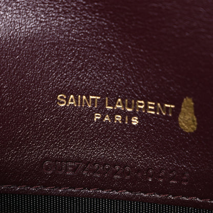 Saint Laurent Patent Calfskin Matelasse Chevron Monogram Envelope Chain Wallet Dark Red Wine 7 of 10