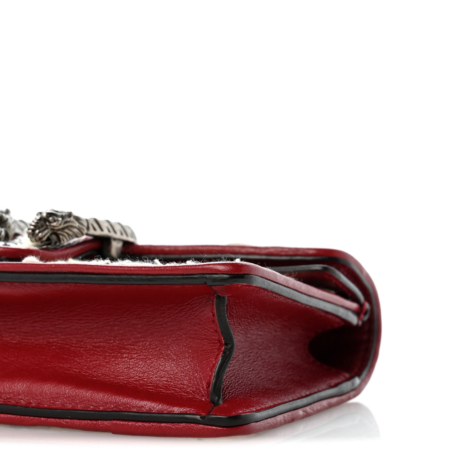 Gucci Tweed GG Monogram Super Mini Dionysus Shoulder Bag White Black Romantic Cherry 8 of 9