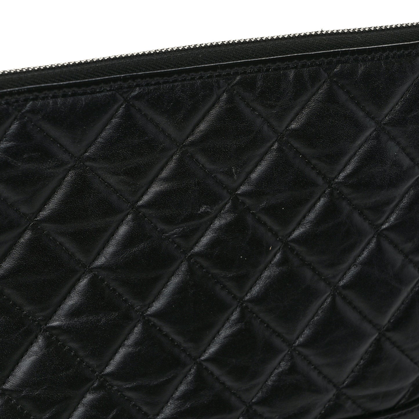 Aged Calfskin Quilted Medium Gabrielle Cosmetic Case Black