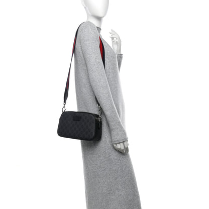 Gucci GG Supreme Monogram Web Shoulder Bag Black Grey 2 of 12