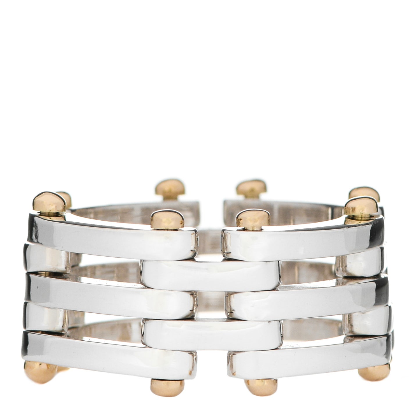 Sterling Silver 18K Yellow Gold Gatelink Ring 55 7.25
