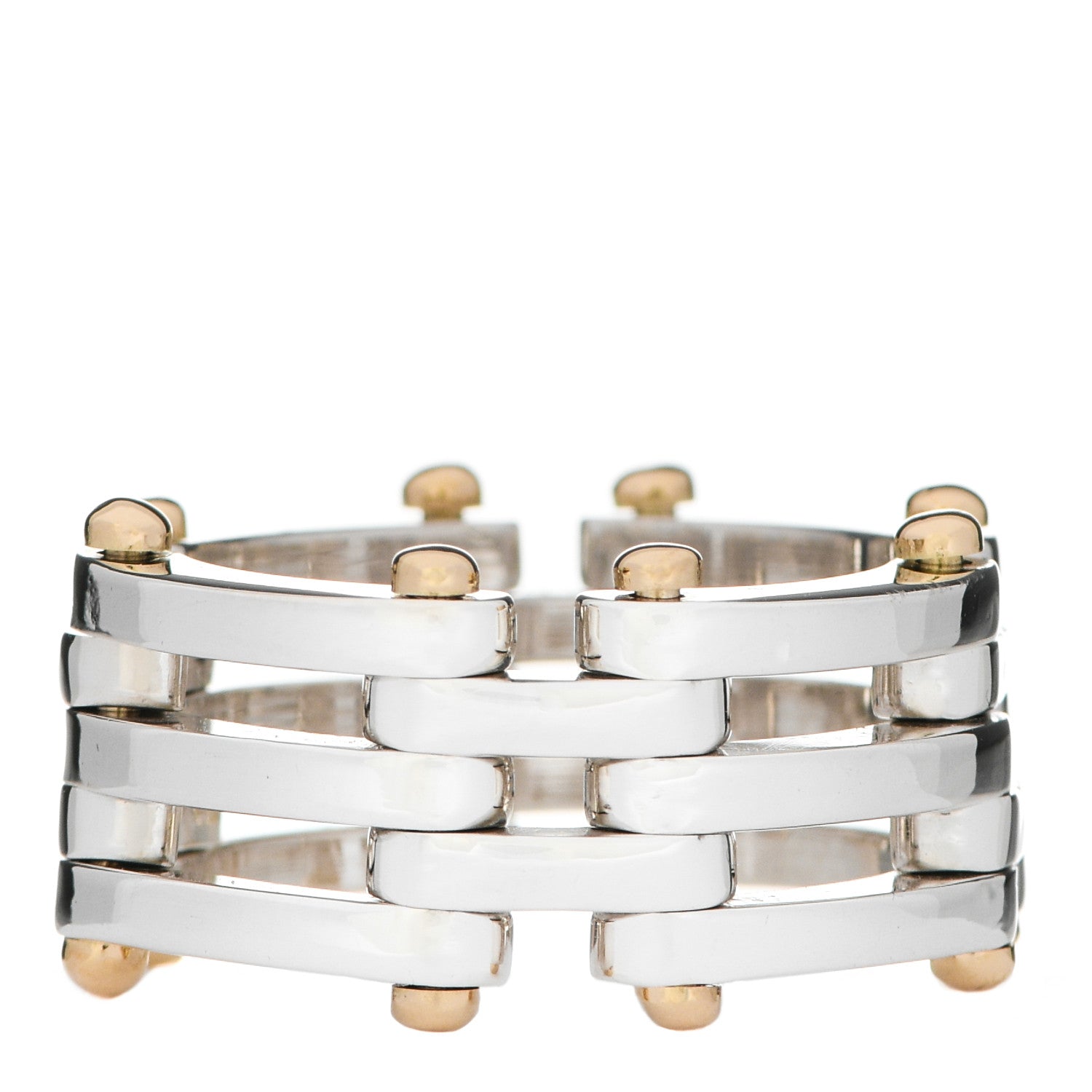 Tiffany Sterling Silver 18K Yellow Gold Gatelink Ring 55 7.25 1 of 6
