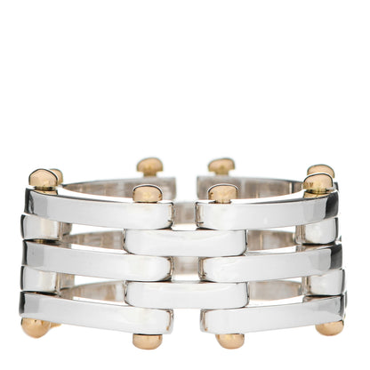 Tiffany Sterling Silver 18K Yellow Gold Gatelink Ring 55 7.25 1 of 6