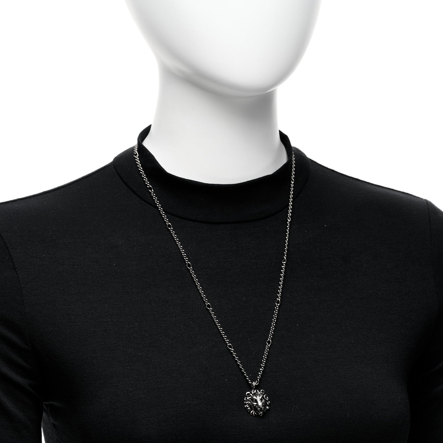 Gucci Metal Lion Head Necklace Silver 2 of 5