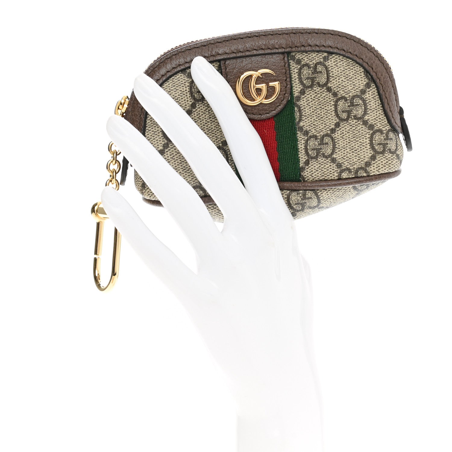 Gucci GG Supreme Monogram Web Ophidia Dome Key Pouch Beige New Acero 2 of 7