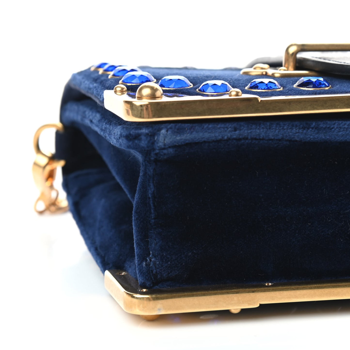 Velvet City Calf Saffiano Crystal Cahier Shoulder Bag Zaffiro Black