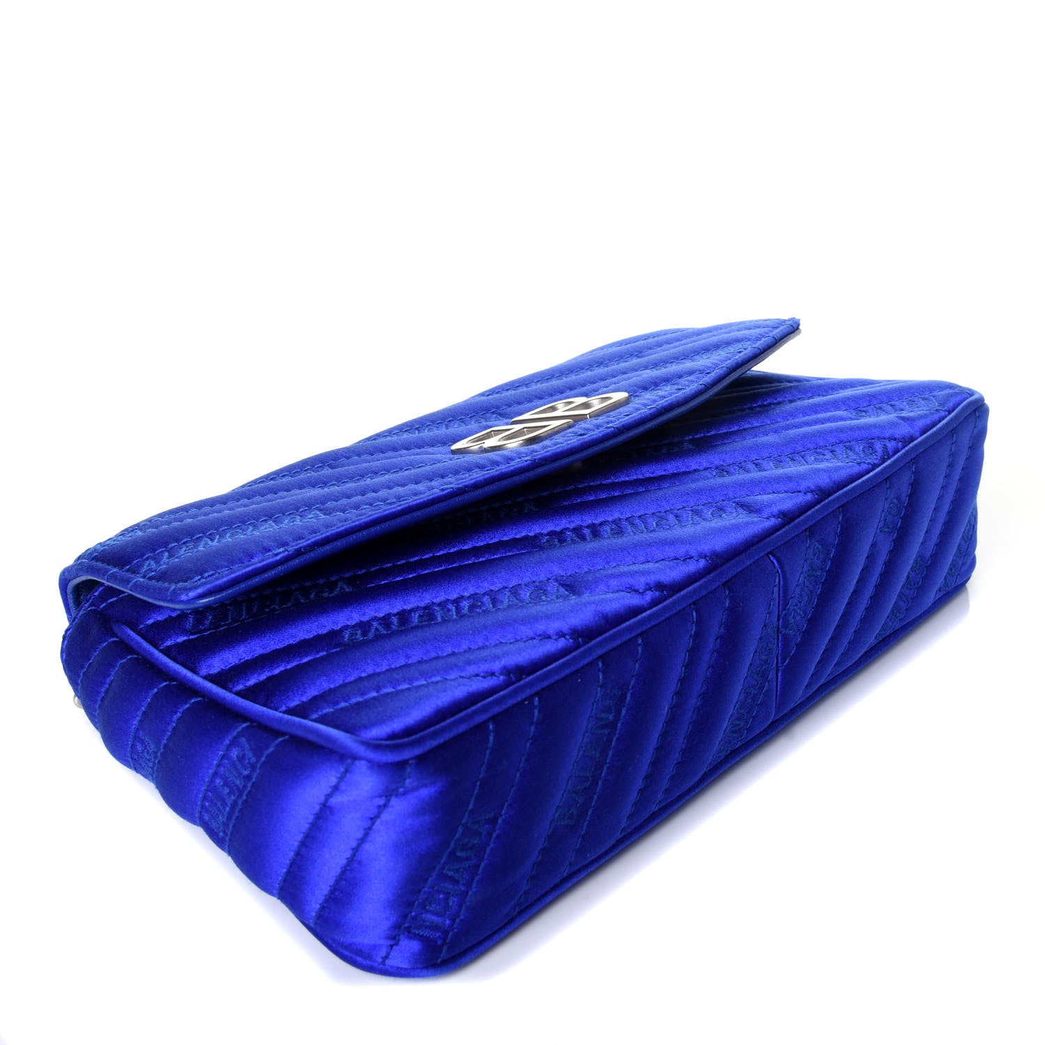 Balenciaga Satin Jacquard Logo Matelasse BB Chain Wallet Electric Bleu 4 of 8