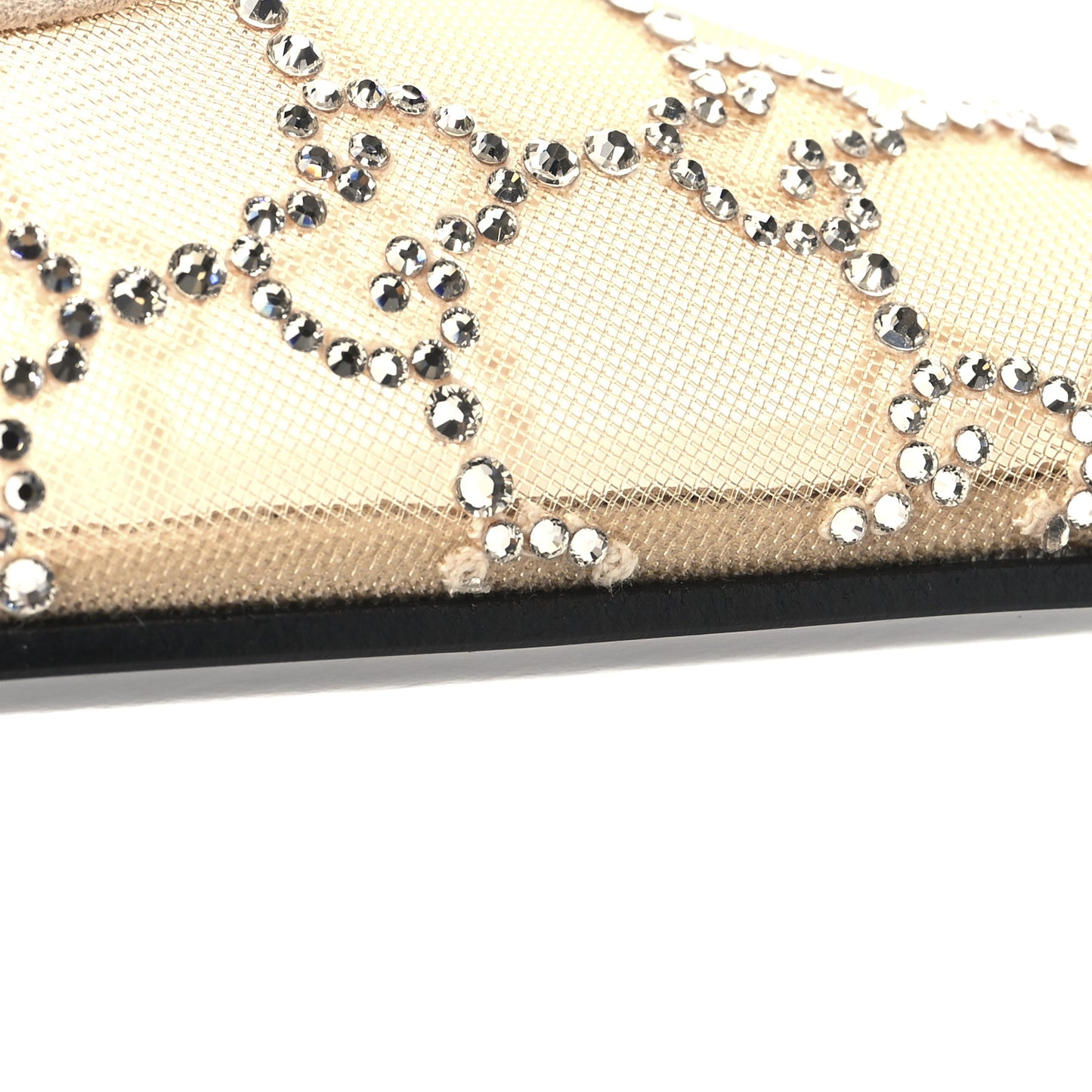 Suede Mesh Crystal GG Monogram Slingback Ballet Flats 37 Light Powder Skin Rose