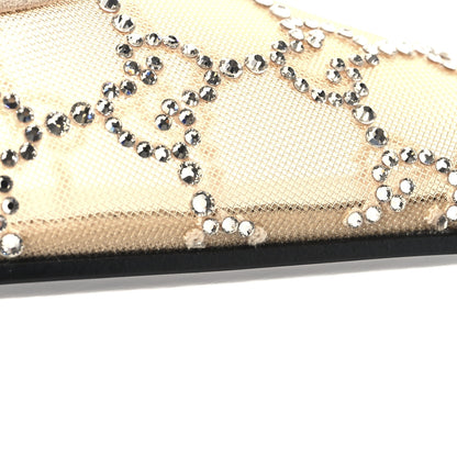 Gucci Suede Mesh Crystal GG Monogram Slingback Ballet Flats 37 Light Powder Skin Rose 10 of 11