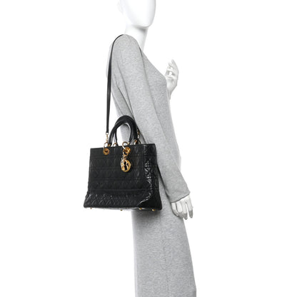 Christian Dior Lambskin Cannage Large Lady Dior Black 2 of 16